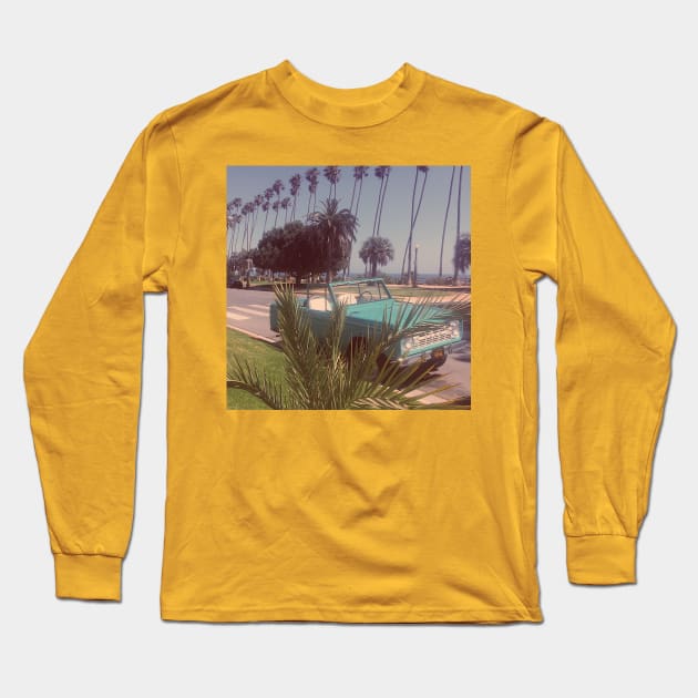 Vintage Turquaise Car Long Sleeve T-Shirt by SoCalDreamin